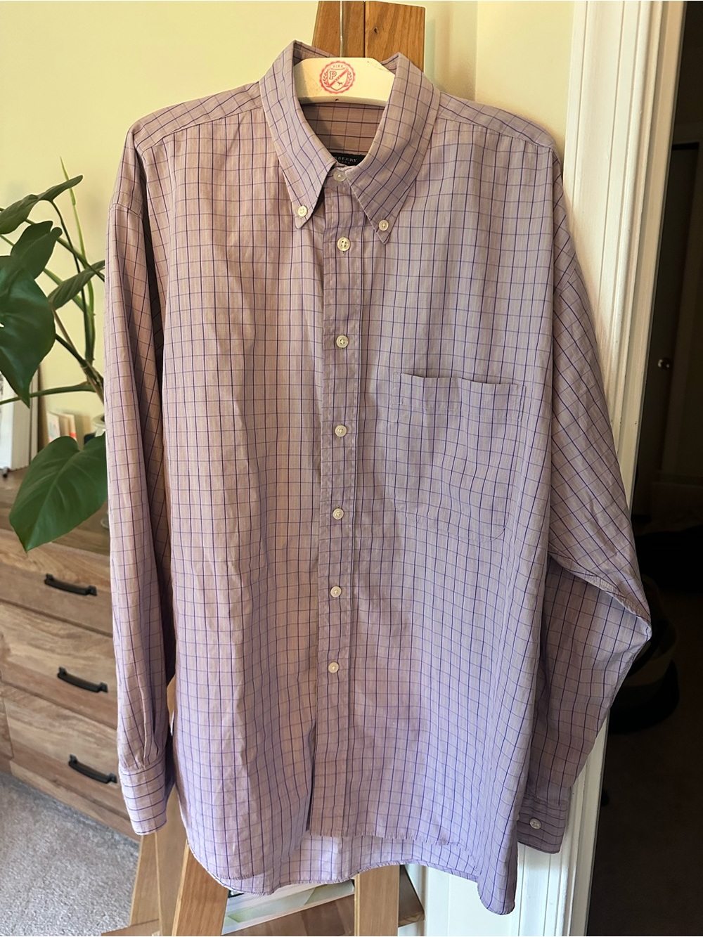 Burberry Lavender Windowpane Button-Down Dress Shirt